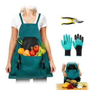 lot 10309 image: Gardening Apron with Pockets - 600D Waterproof Cross Back Apron for Women, Equipped with Pruning Shears & Gardening Gloves, Ideal for Harvesting, Pruning & Yard Work, Garden Gift