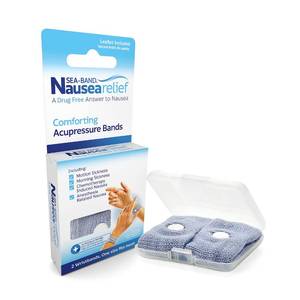 lot 10318 image: Sea-Band Anti-Nausea Motion Sickness Bracelets, 1 Pair, Gray
