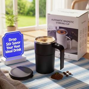 lot 10323 image: KASAK Self Stirring Coffee Mug Portable Rechargeable Electric Mixer Cups Smart Mixing Protein Shaker Travel Automatic Magnetic Taza Mezcladora Para Cafe with Lid Mix Tumbler with Digital Display used