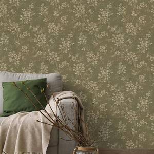lot 10332 image: Fullhawl Vintage Cottage Core Wallpaper Green Boho Flat Floral Wallpaper