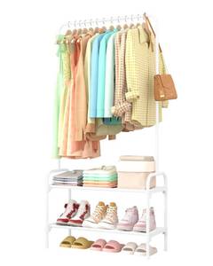 lot 11110 image: Sakugi 2-Tier Metal Clothes Rack with Shoe Organizer