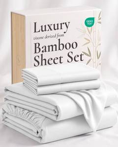 lot 11117 image: Hotel Sheets Direct Bamboo Queen Sheet Set 4-Piece White