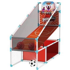 lot 11118 image: Iyoyo 2-in-1 Kids Arcade Basketball Hoop & Soccer Goal
