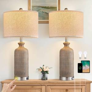 lot 11131 image: Ireliare Touch Table Lamps Set of 2, 27 with USB Ports