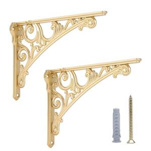 lot 11140 image: Harpoon Shelf Brackets 10 Inch 2 Pack Brushed Gold