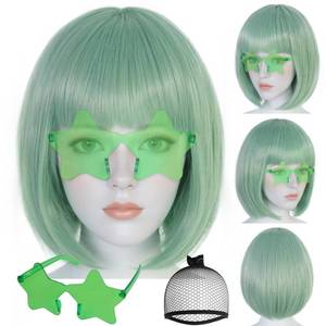lot 12002 image: ANOGOL Mint Green Bob Wig with Bangs