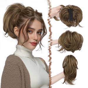 lot 12004 image: FESHFEN Claw Clip Ponytail Extension - Brown Mix Blonde