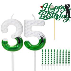 lot 12006 image: Golf Birthday Number Candles Cake Topper Set