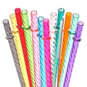 lot 12377 image: Dakoufish 13 Inch Reusable Plastic Drinking Straws Set of 12