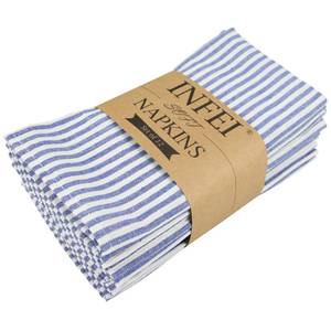 lot 12414 image: INFEI Cotton Linen Blend Dinner Napkins Set of 12 Blue