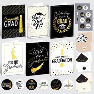 lot 12415 image: Decorably 12 Pack Gold Foiled 5x7in Graduation Cards