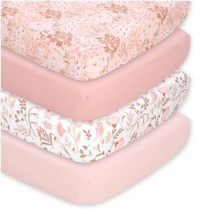 lot 12421 image: The Peanutshell 4-Pack Fitted Crib Sheets Floral