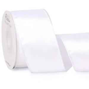 lot 12428 image: Ribbli White Satin Wired Ribbon 2.5 Inch 20 Yards