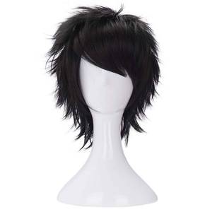 lot 12450 image: Morvally Short Messy Black Heat Resistant Synthetic Hair Wig