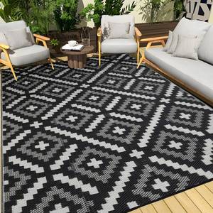 lot 13575 image: YONILE Outdoor Rug 5x8 ft Waterproof, Reversible Outdoor Plastic Straw Rug