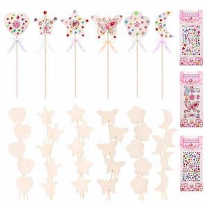 lot 13582 image: Frcctre 36 Pieces Princess Fairy Wands Kit Make Your Own Princess Wands DIY Art Craft Magical Wand Include 36 Pcs 6 Styles Unfinished Wooden Princess Wand 36 Pcs Ribbons 3 Pcs Gem Stickers