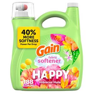 lot 13593 image: Gain Liquid Fabric Softener, Fabric Conditioner, Softening Laundry Conditioner, Happy, 127 fl oz, 188 Loads