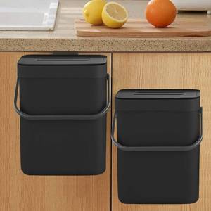 lot 13599 image: LALASTAR Countertop Compost Bin with Lid, Hanging Small Trash Can with Lid Under Sink for Kitchen, Food Waste Bin for Countertop, Mountable Garbage Can for Bathroom, RV, 5L1.3 Gal, Black