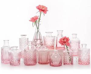 lot 13601 image: SUPMIND Glass Bud Vases Set, 12pcs Pink Small Flower Vases in Bulk