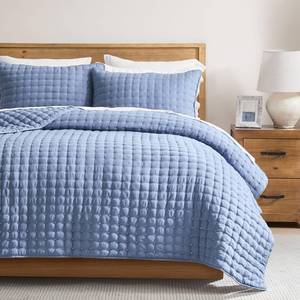 lot 13606 image: WDCOZY Cloud Soft Quilt Set, Queen Size, Blue, 3 Pieces 90x90 inches