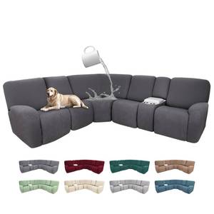 lot 13616 image: ROFASVCO 100% Waterproof Sectional Recliner Couch Covers for Reclining Couch L Shaped Corner Sectional Sofa Cover Jacquard Stretch L Shape Recliner Slipcovers (XL 5 Seater 1 Console Cover, Deep Grey)