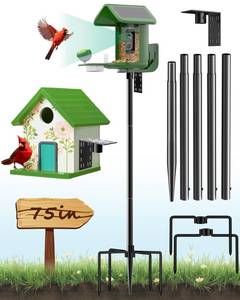 lot 13624 image: VIUBIRD Bird Feeder Pole �� 75 Inch Height Bird House Pole with 1-Inch Dia Heavy Duty for Birdfeeders, Feeding Stand with Mount Kit for Outdoor, Slip-Fit Connection, Black