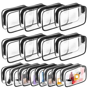 lot 13629 image: AURUZA Clear Makeup Bag,Portable Travel Toiletry Bags with Zipper, TSA Approved Clear Organizer Bags, PVC Cosmetic Pouch for Airport Airline Compliant
