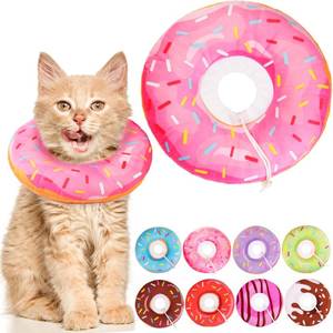 lot 14096 image: WONONE Cat Cone Collar Soft, Adjustable Cat Recovery Collars Spay Cones to Stop Licking, Cute Kittens Donut E Collar After Surgery, Anti-Lick Wound Healing Elizabetan Collars for Kittens (Pink, Small)