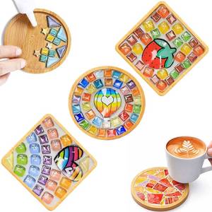 lot 14103 image: GHAHILI 3 Sets DIY Glass Mosaic Tiles for Crafts with Wooden Coasters - Graduation Birthday Gifts Mosaic Kits for Adults Women Mosaic Art Kits Craft Handmade Making Kit Set Decorations for Home Gift