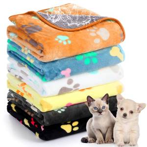 lot 14108 image: Tegeme 6 Pcs Waterproof Dog Blanket 24 x 16 Inch Paw Print Pet Blanket for Dogs Cats Puppy Washable Soft Fluffy Fleece Rug Flannel Throw Warm Sleep Mat for Kitten Doggy