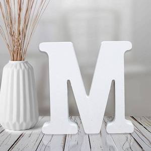 lot 14131 image: AOCEAN 4 Inch White Wood Letters Unfinished Wood Letter for Wall Decor Decorative Standing Letters Slices Sign Board Decoration for Craft Home Party Projects (M)