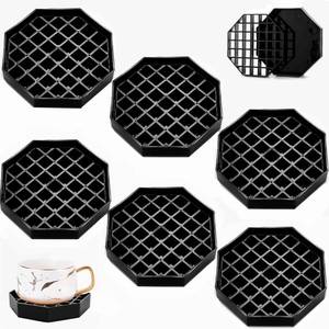 lot 14134 image: Tebery 6 Pack 4 Inch Coffee Drip Trays, Handy Water Catcher Tray for Drink Dispenser, Countertop Drip Coasters with Detachable Grid, Plastic Drip Tray Pan for Party, Home, Bar, Coffee Station