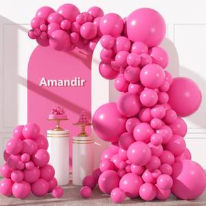 lot 14137 image: Amandir 153pcs Hot Pink Balloons Arch Garland Kit Different Sizes