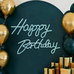 lot 14138 image: Glitter Cyan Blue Happy Birthday Sign, Felt Happy Birthday Sign for Arch Backdrop Balloon Backdrop Decorations Wall Decor for Baby Girl Boy Women Birthday Party Baby Shower