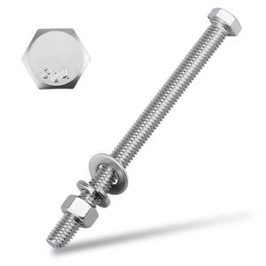 lot 14142 image: (5 Sets) 12-13 x 5 Hex Bolt and Nut Kit, 304 Stainless Steel (18-8), Fully Threaded, Flat