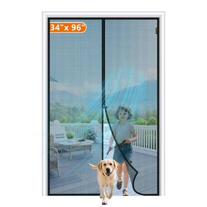lot 14148 image: MAGZO Magnetic Screen Door Fits Door Size 34x 96, Heavy Duty Mesh Black