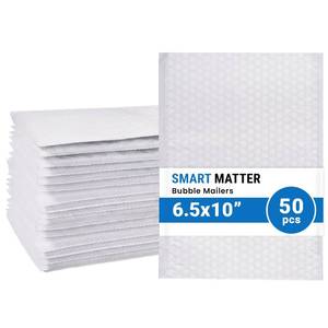 lot 14157 image: SMART MATTER Poly Bubble Mailer 6.5x10 (Usable Size)  50 Pcs White Bubble Mailers  Opaque Design, Water Resistant, Self Seal, Durable Bubble Packaging Envelopes for Small Business, Online Sellers