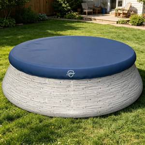 lot 14158 image: Safana 8ft Round Inflatable Pool Cover Elastic Band Blue, Top Ring 7.2ft