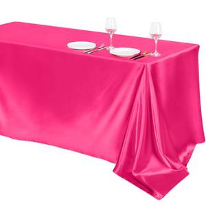 lot 14159 image: TURSTIN 1 Pack Hot Pink Satin Tablecloth 102 x 58 Inch Overlay Table Cover