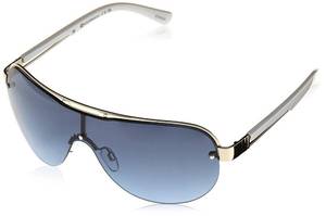 lot 14161 image: SOUTHPOLE 5075SP Retro Semi Rimless Metal Shield UV400 Protective Rectangular Sunglasses. Cool Gifts for Men, 140 mm, Silver & White