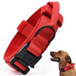 lot 14162 image: Tactical Dog Collar, Adjustable Military Training Nylon Collar, Red XXL