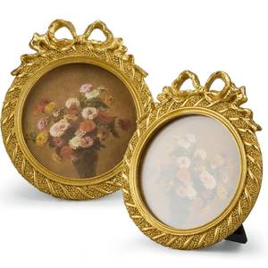 lot 14163 image: Chunful 1 Pcs Vintage Gold Bow Picture Frames, Round, 3.5x3.5 Inch