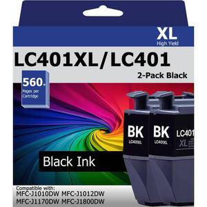 lot 14173 image: USEHOTI LC401XL LC401 Black Ink Cartridges 2-Pack Compatible with Brother MFC-J1010DW MFC-J1012DW MFC-J1170DW MFC-J1800DW High Yield Replacement for Brother LC401XL LC401 Ink 2 Black