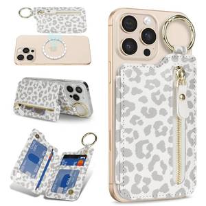 lot 14186 image: Cavor Compatible with MagSafe Wallet, Magnetic Wallet, Leopard White