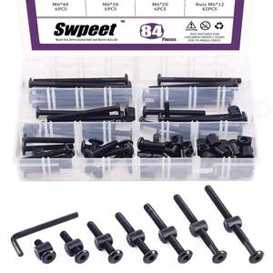 lot 14191 image: Swpeet 84Pcs Black M6 � 20304050607080mm Crib Hardware Screws Kit, Hex Socket Head Cap Cribs Baby Bed Bolt and Barrel Nuts with 1 x Allen Wrench Perfect for Furniture, Cots, Cribs Screws