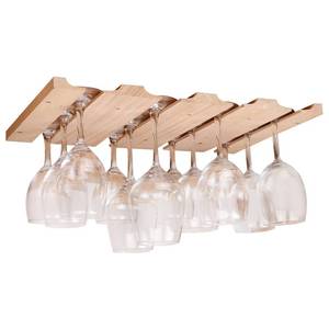 lot 14192 image: fdjamy Wine glass holder-a wooden wine glass rack and goblet storage rack installed under the cabinet or countertop (Natural color)