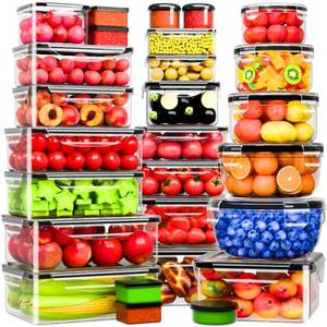 lot 19818 image: 54 Pcs Food Storage Containers with Lids Airtight, (27 Containers &27 Lids) Reusable BPA-Free Plastic Food Containers for Kitchen Organization, Leak Proof FreezerMicrowave Safe Meal Prep Lunch Boxes