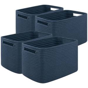 lot 19822 image: OIASKET 4 Pack Natural Cotton Rope Storage Baskets for Organizing Toys, Clothes, Towels & Books, Soft Versatile Organizers for Shelves, Home Decorative Bins, 13Lx9Wx7.8H, Blue