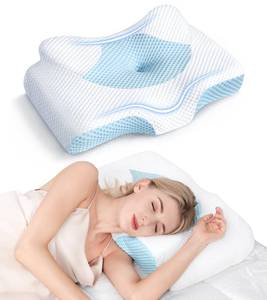 lot 19825 image: Osteo Cervical Pillow for Neck Pain Relief, Hollow Design Odorless Memory Foam Pillows with Cooling Case, Adjustable Orthopedic Bed Pillow for Sleeping, Support for Side Back Sleepers