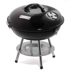 lot 19833 image: Cuisinart 14 Portable Charcoal Grill, Tabletop Outdoor Small Grill with Locking Lid and Dual Vents, Chrome Plated Travel Size BBQ Perfect for Camping, Tailgates, Cookouts, Black